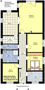 Winkelbungalow 120/9 (4 Zimmer) für ein schmales Baugrundstück Grundriss